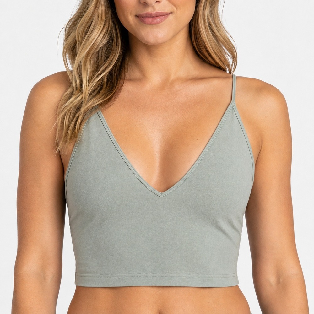 Intimately Free People Sage Green Seamless Strappy Back V-Neck Crop Top XS/S